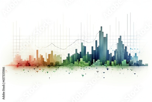 Mixture of financial chart and city layout on white background. The concept of counting city expenses.