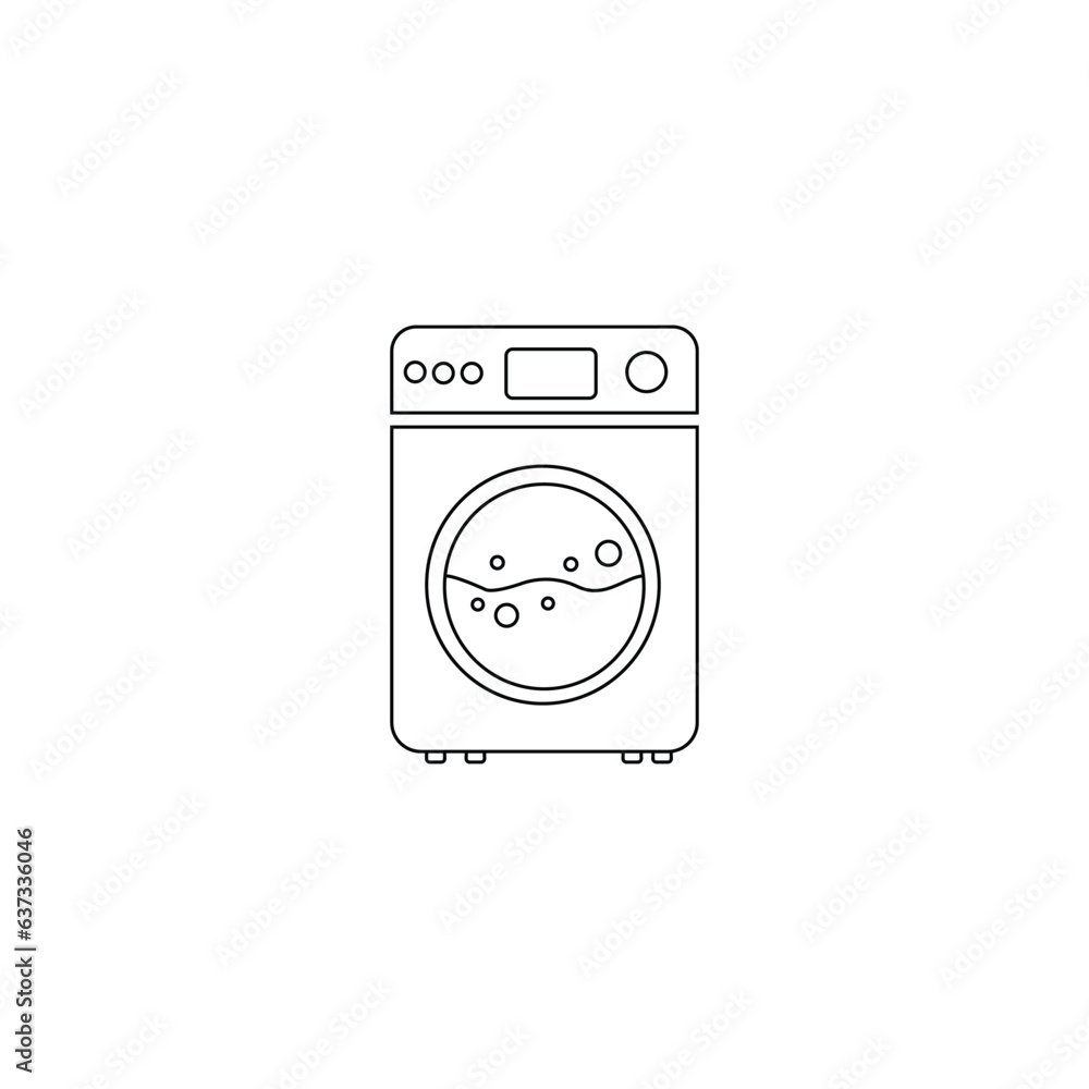 Washing machine for washing cloth line icon. Vector Washing machine for washing cloth line icon. Vector