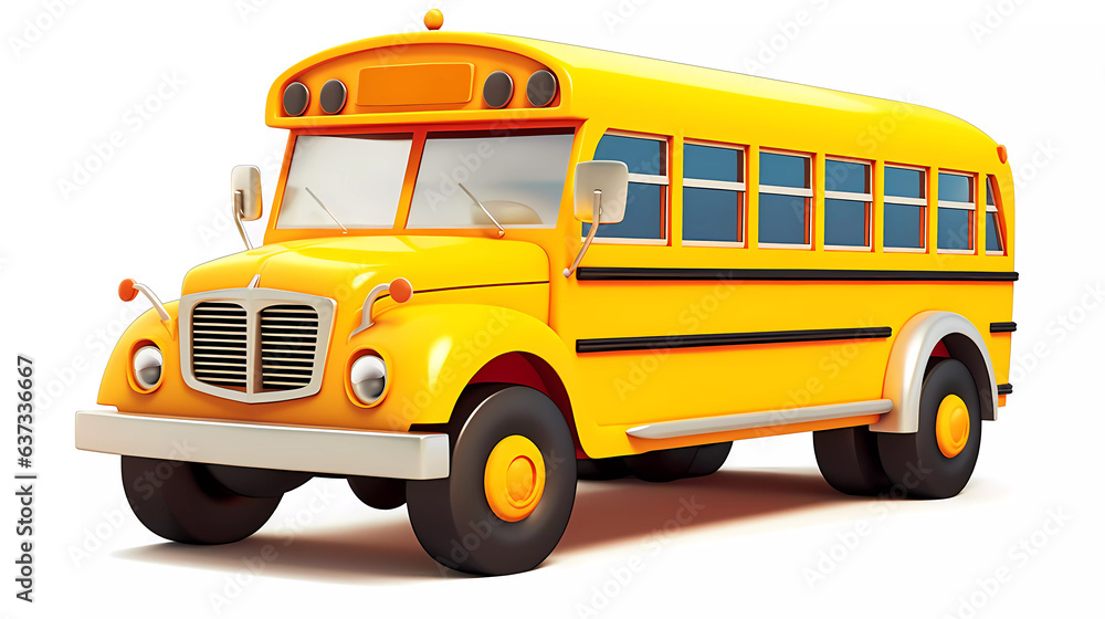 Yellow School Bus 3D Cartoon-Style Yellow School Bus 3D Cartoon-Style