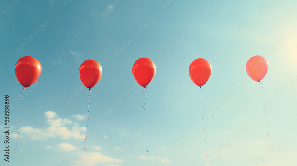 red balloons on sky.Generative Ai