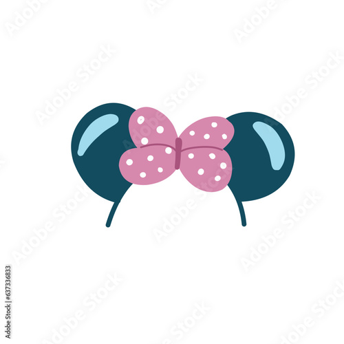 Vector illustration headband with Minnie mouse ears and pink bow in cartoon style  photo