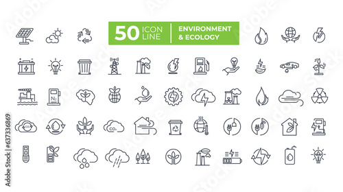 outline Ecology icons set. related Nature icon. Eco green icons. Vector illustration