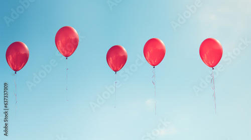 red balloons on sky.Generative Ai