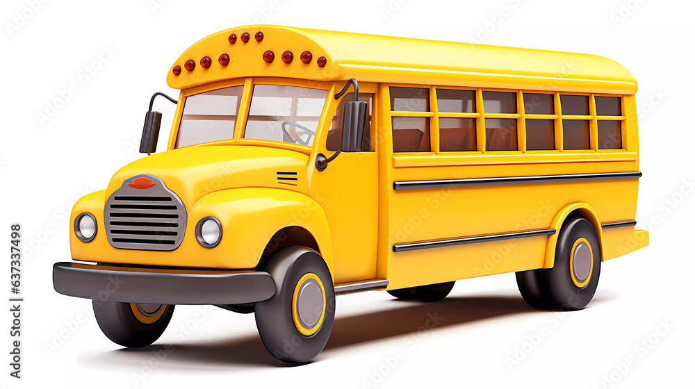 Yellow School Bus 3D Cartoon-Style Yellow School Bus 3D Cartoon-Style