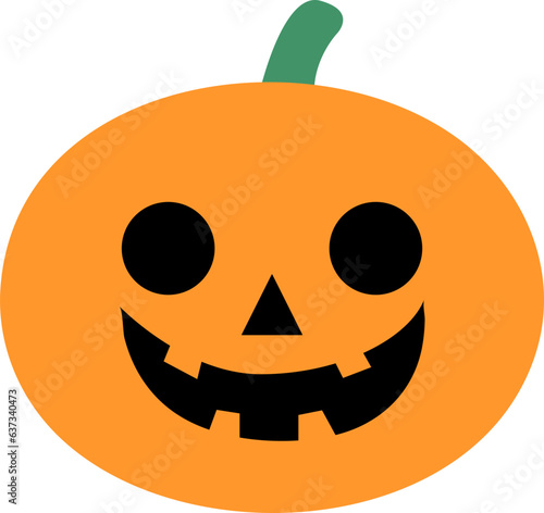 Cute, lovely cartoon pumpkin lantern with Anthropomorphic face for Halloween holiday celebration design concept.