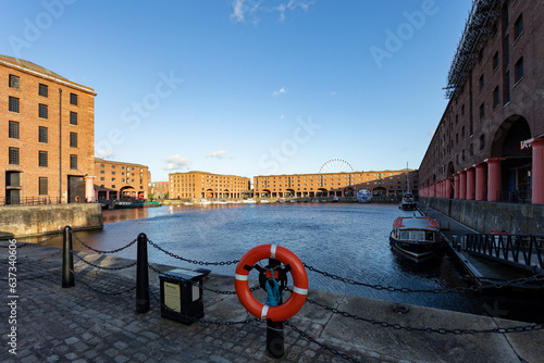 Liverpool, united kingdom May, 16, 2023 Albert Dock with the Merseyside Maritime Museum, the Beatles Story and the Tate Liverpool