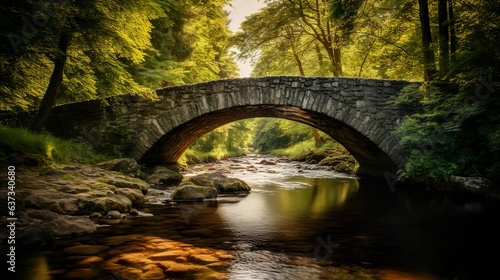 Old stone bridge made with Ai generative technology, Property is fictional