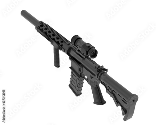 Machine gun isolated on transparent background. 3d rendering - illustration