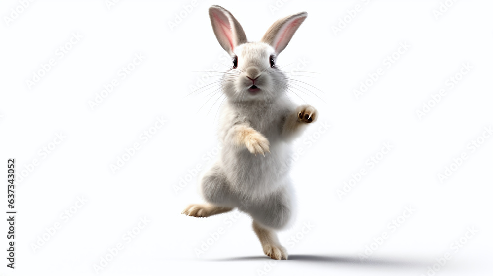 Fototapeta premium Bunny on a white background for digital printing wallpaper, custom design