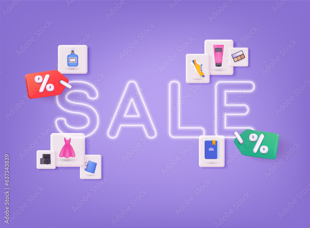 Sale banner template design. 3D Web Vector Illustrations. Sale banner template design. 3D Web Vector Illustrations.