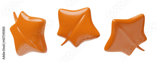 3d red maple leaves in different positions toy plastic autumn three dimensional decorative objects