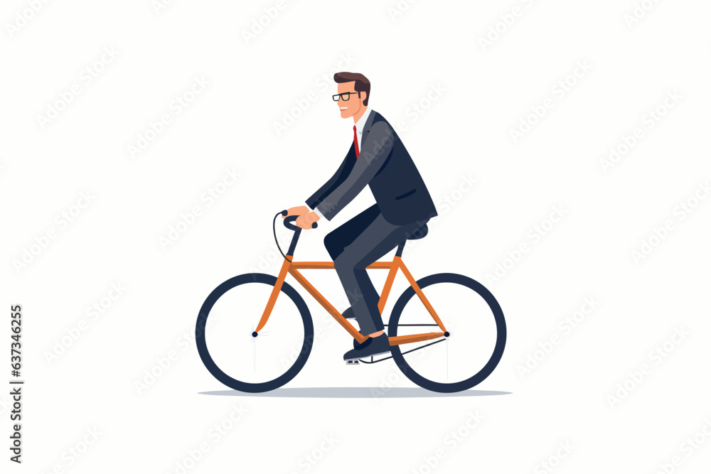 man in business suit riding bycicle vector flat isolated illustration man in business suit riding bycicle vector flat isolated illustration