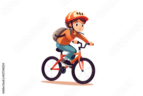 kid riding bycicle vector flat minimalistic isolated illustration