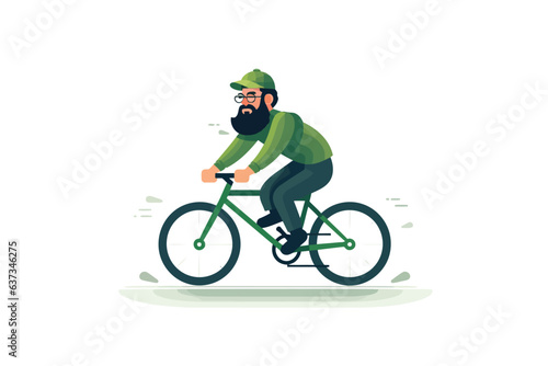 man riding bycicle vector flat minimalistic isolated illustration