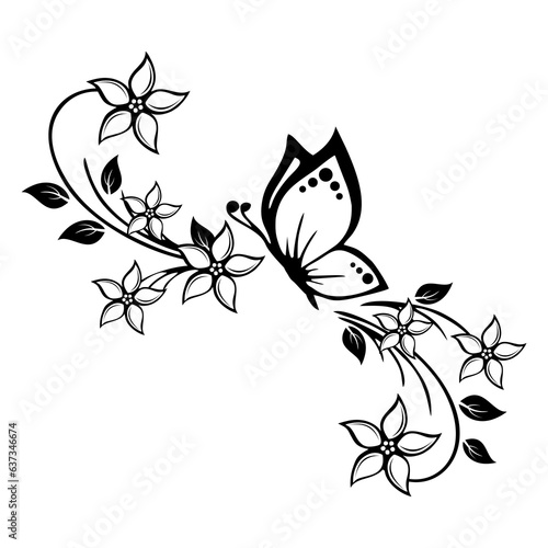 floral ornament with butterfly