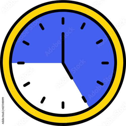 working hour time flat line icon