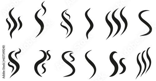 Aromas vaporize icons. Smells vector line icon set, hot aroma, stink or cooking steam symbols, smelling or vapor, smoking or odors signs