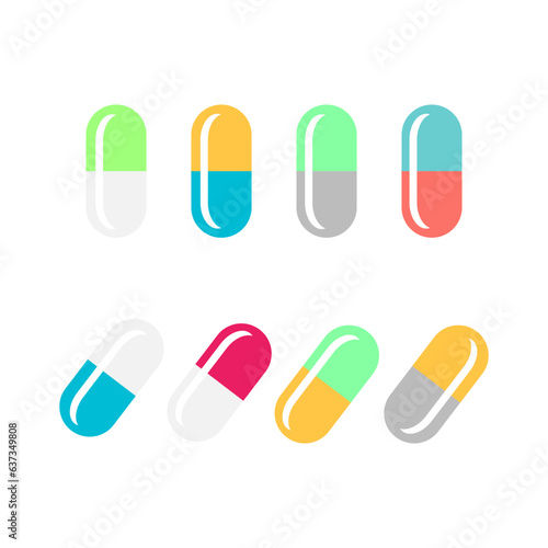 Set of color medical pills. Homeopathic pills. Medicine.