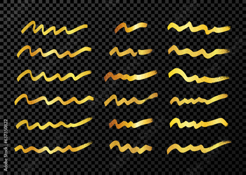 Gold wavy grunge brush strokes