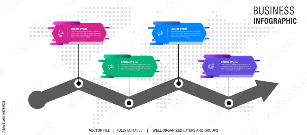 Obraz premium Steps business data visualization timeline process infographic template design with icons 