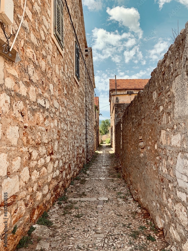 Street in the town of Vrboska on the island of Hvar, Croatia