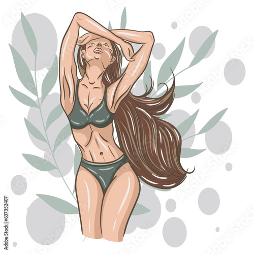 fashion illustration of a girl in underwear