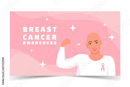 Breast cancer awareness month, landing page vector illustration