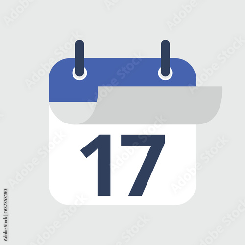 Flat icon calendar with flipping page isolated on light gray background. Vector illustration.