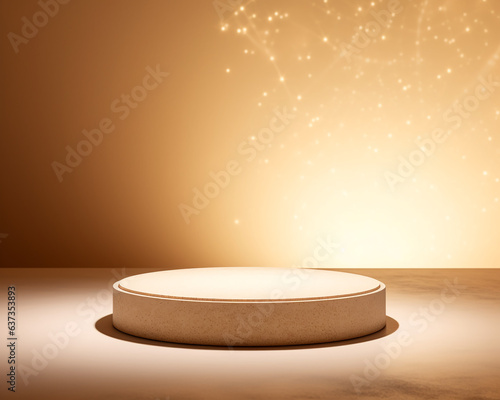 Mockup 3D realistic beige colors podium platform for product presentation