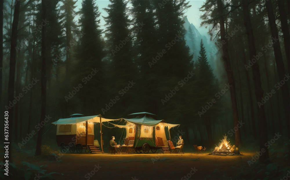 beautiful camping outdoor, background illustration. beautiful camping outdoor, background illustration.