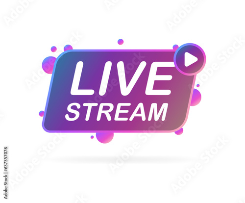 Live stream. Flat, purple, live stream sign, ether icon. Vector illustration