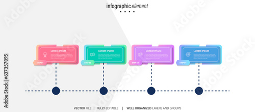 Infographic design with 4 step, Infographic business concept, Flow, Chart, Presentation
