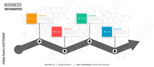 Business infographic template design icons 4 options or steps
