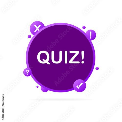 QUIZ sign. Flat, purple, quiz time, quiz circle. Vector icon