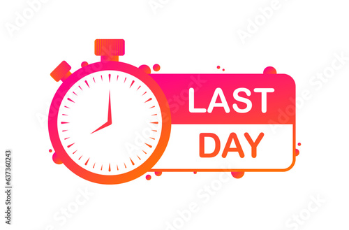 Last day timer. Flat, red, stopwatch icon, last day. Vector icon