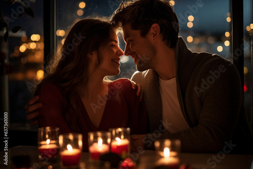Couple Engaging in a Candlelit New Year Reflection, love and happiness 