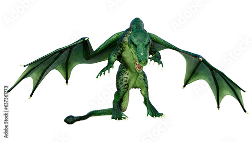 3D Rendering Fairy Tale Dragon on White