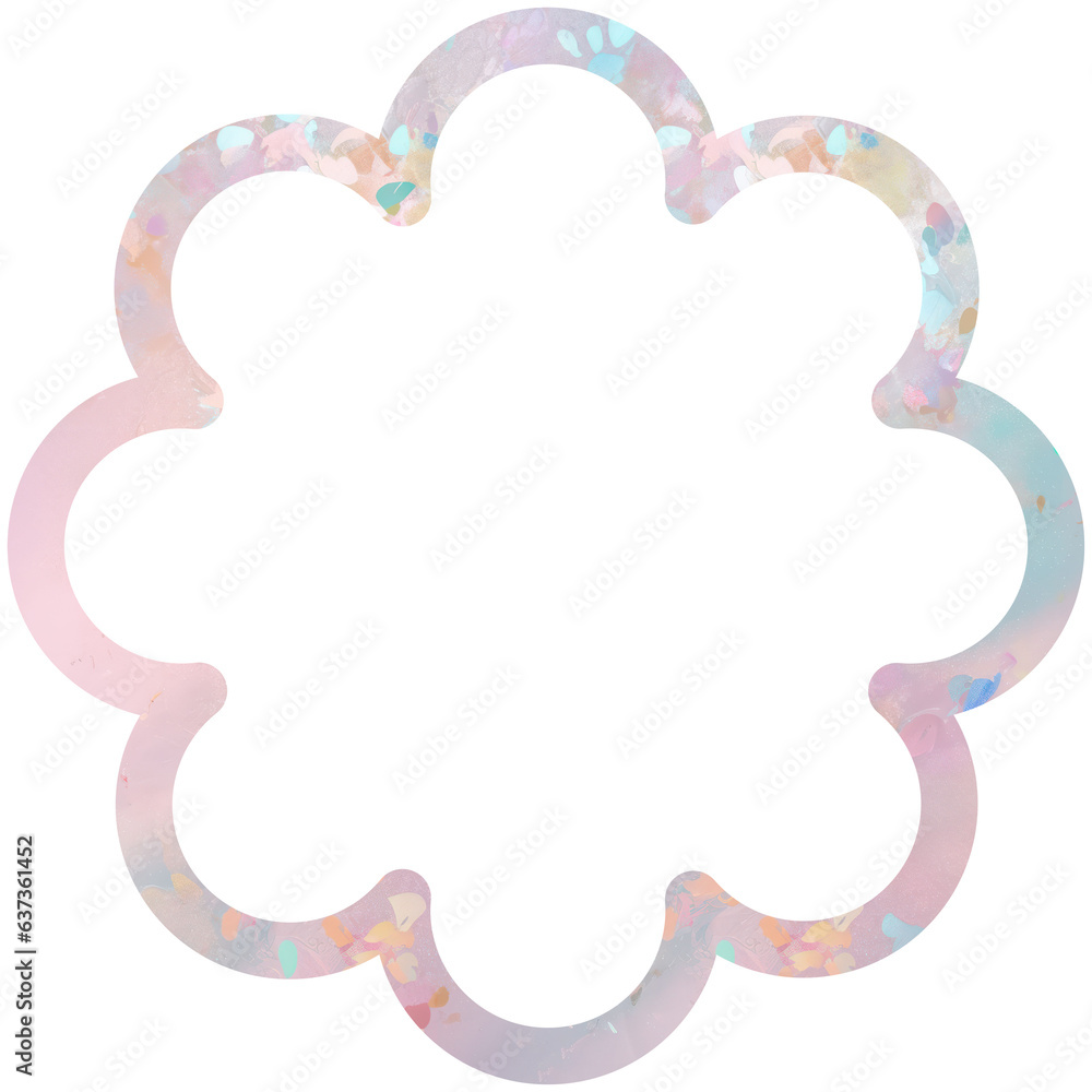 Graphic frame for collage art in the shape of a flower. Generative AI Graphic frame for collage art in the shape of a flower. Generative AI