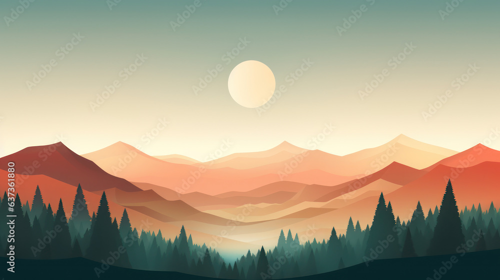 Obraz premium Simple Geometric Landscape with Muted Colors