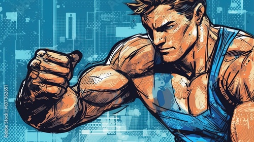 Portrait of a pumped-up man, athlete . Fantasy concept , Illustration painting.