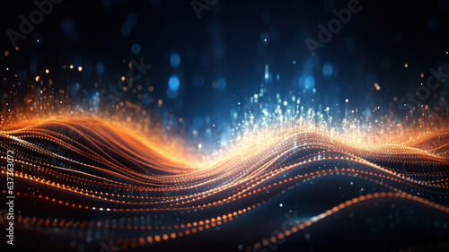 Futuristic Data Technology Background, Abstract Digital Particle Wave © M.Gierczyk