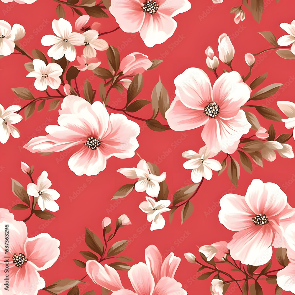 Floral Seamless pattern, in the style of organic and naturalistic compositions. Generative AI Floral Seamless pattern, in the style of organic and naturalistic compositions. Generative AI