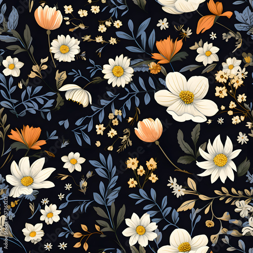 Floral Seamless pattern  in the style of organic and naturalistic compositions. Generative AI