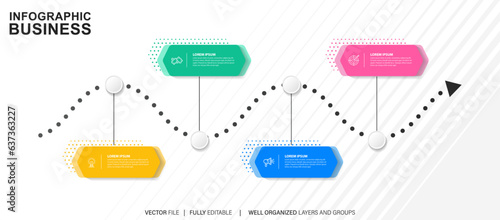 Simple and Clean Presentation Business Infographic Design Template with 4 Bar of Options 