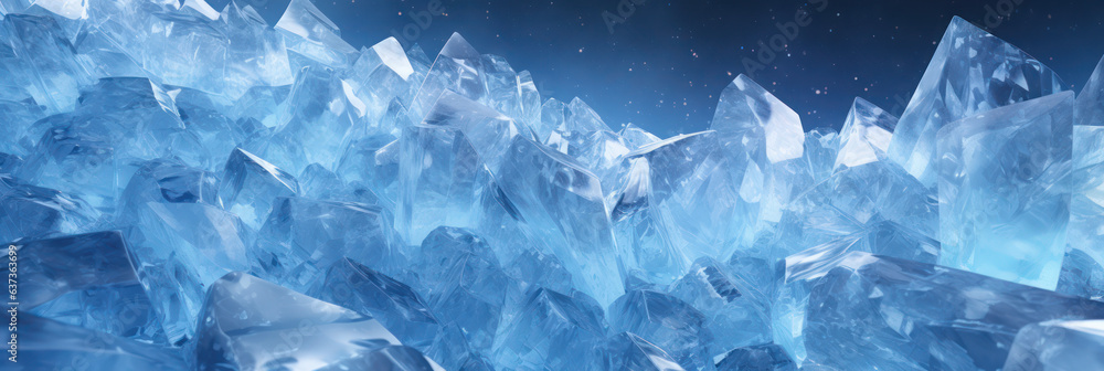 Minimalistic blue ice texture with delicate geometric shapes - obrazy, fototapety, plakaty 