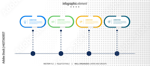 Infographic template. Abstract tree with circles and 4 steps
