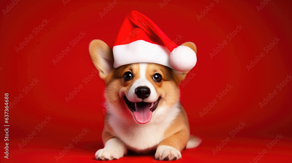 Joyful Canine Christmas: Pup in a Santa Hat