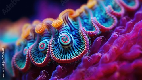 Beautiful Sea slug or nudibranch background. Underwater sea life close up. AI illustration. . © Oksana Smyshliaeva