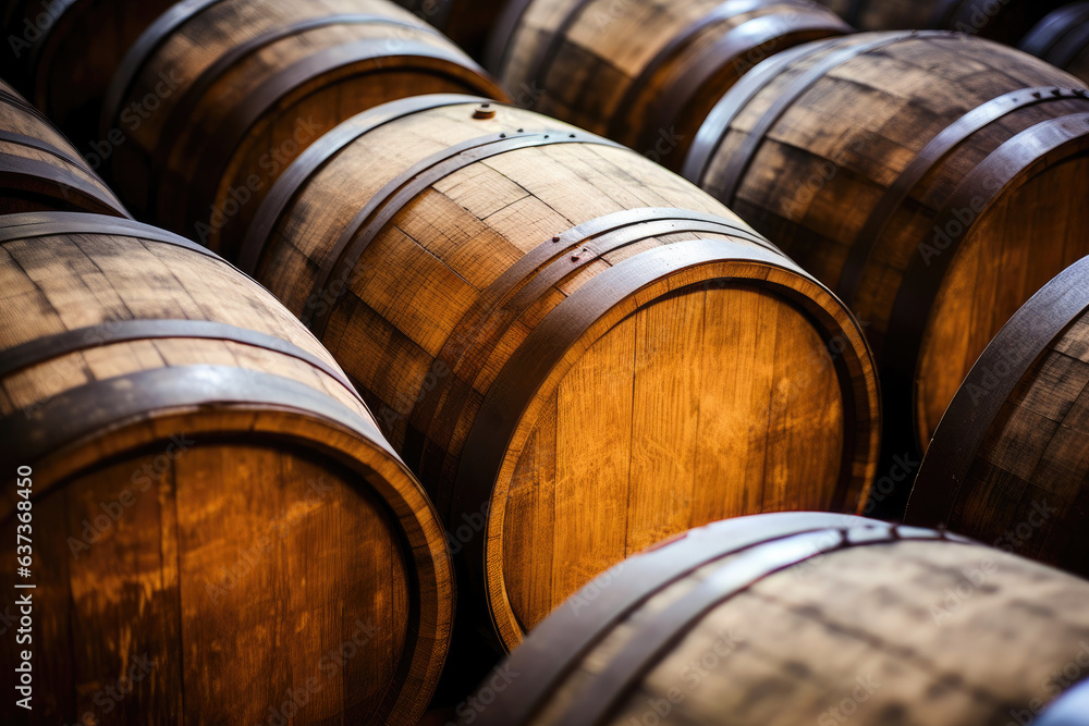 Whiskey Barrel Pile in Close-up