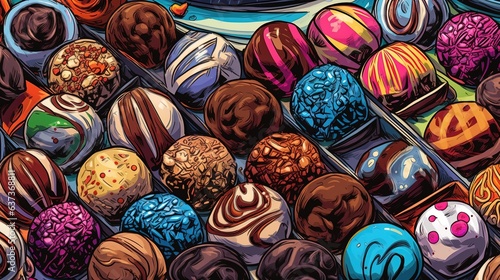 Gourmet chocolate truffles . Fantasy concept , Illustration painting.